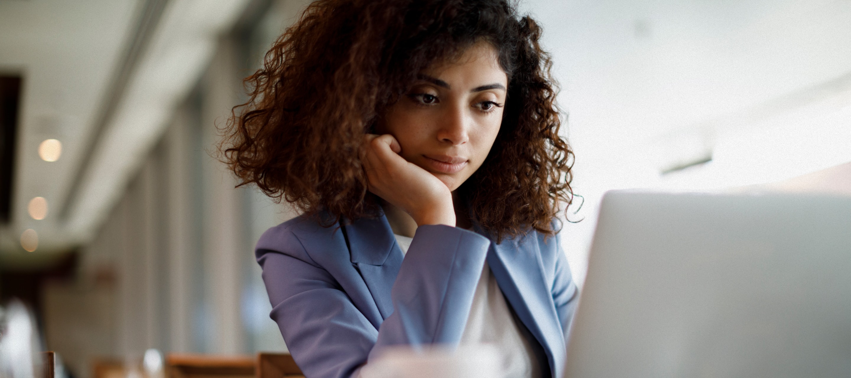 Businesswoman working on laptop